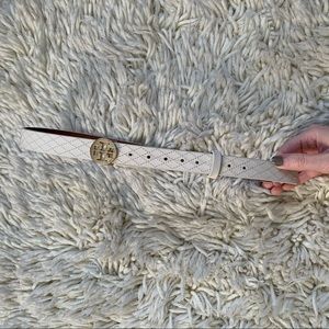 Tory Burch Off White Leather Belt. Size Small